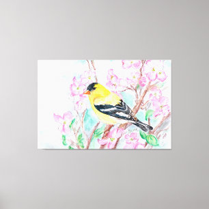 Lienzo Flores de Goldfinch y Dogwood
