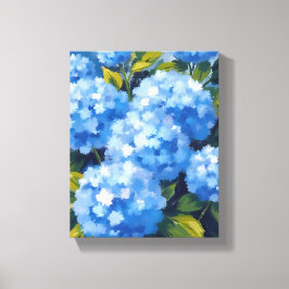 Lienzo Flores de Hortensias Azules Acuarela Floral
