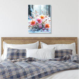 Lienzo Flores de invierno en la nieve – Serenidad floral 