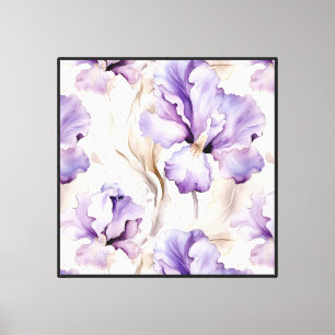 Lienzo Flores de iris blanco morado