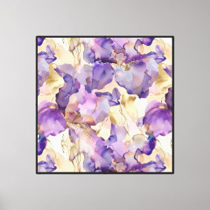 Lienzo Flores de iris de oro blanco morado