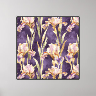 Lienzo Flores de iris de oro morado