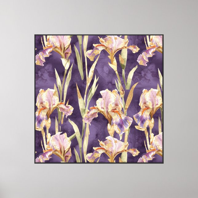 Lienzo Flores de iris de oro morado (Anverso)