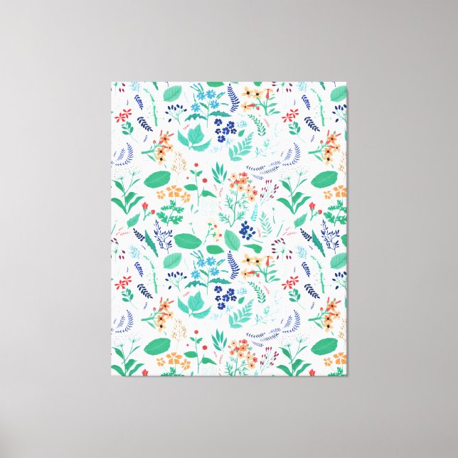 Lienzo Flores de jardín de verano dejan flores botánicas (Anverso)