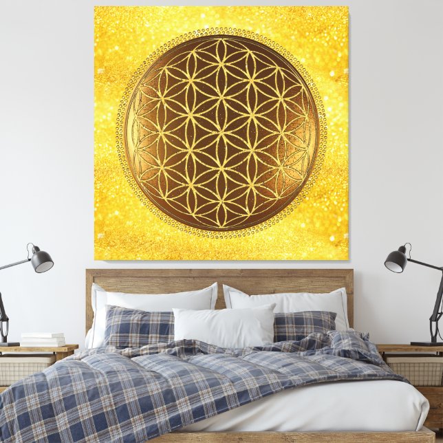 Lienzo FLORES DE LA VIDA - Geometría Sagrada Medaillon 1 (Insitu(Dormitorio))