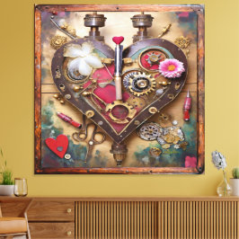 Lienzo Flores de Labial Corazón Serie Steampunk