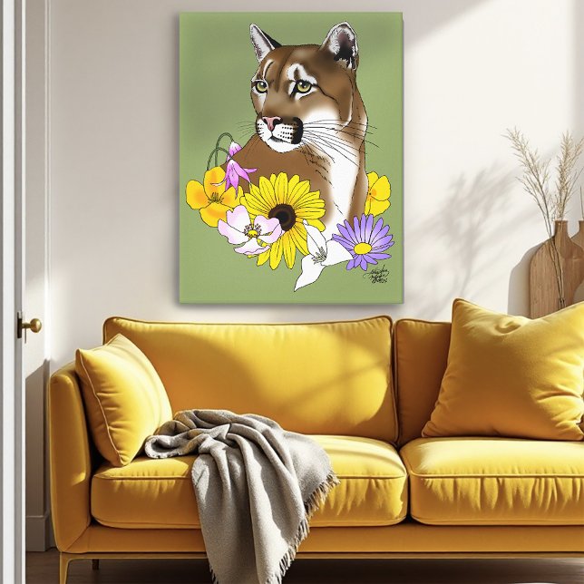 Lienzo Flores de león de la montaña Cougar Puma (Subido por el creador)