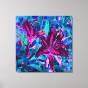 Lienzo Flores de lirio orientales abstractas púrpura y ro