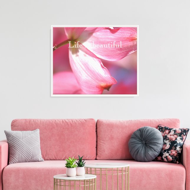 Lienzo Flores de madera de color rosa (Insitu (Sala de estar))