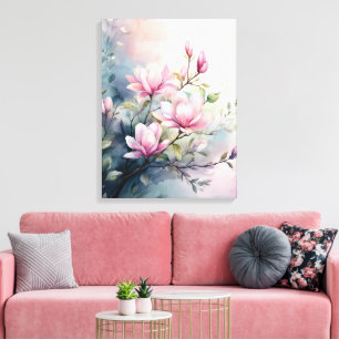 Lienzo Flores de Magnolia Rosa Botánico