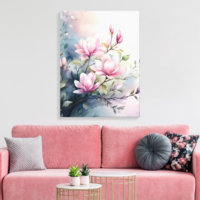 Lienzo Flores de Magnolia Rosa Botánico (Insitu (Sala de estar))
