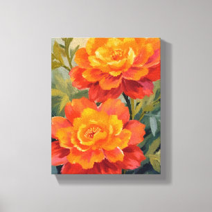 Lienzo Flores de Marigold Naranja Botánico Acuarela