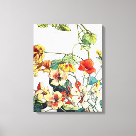 Lienzo Flores de nasturcio en el jardín Art Nouveau