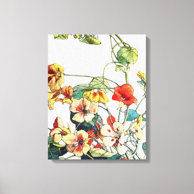 Lienzo Flores de nasturcio en el jardín Art Nouveau (Anverso)