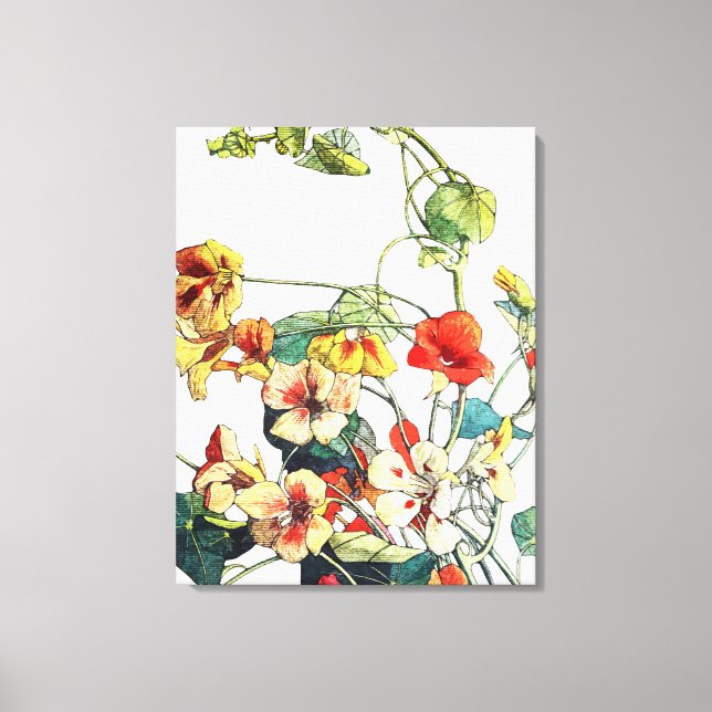 Lienzo Flores de nasturcio en el jardín Art Nouveau (Anverso)