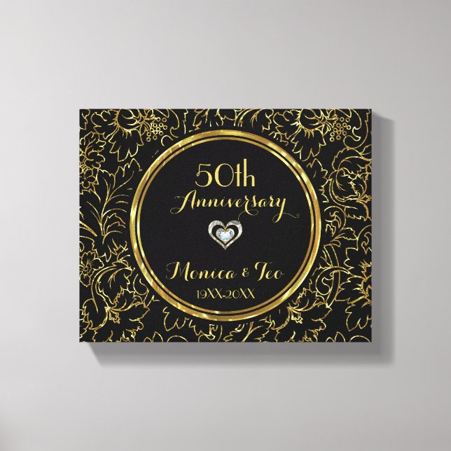 Lienzo Flores de oro en negro (Anverso)