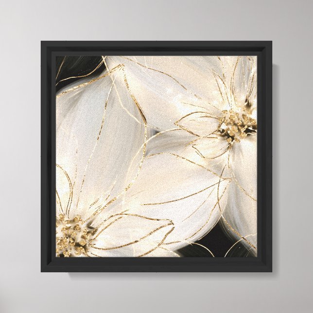 Lienzo Flores de Oro Negro Blanco (Anverso)