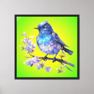 Lienzo Flores de pájaro hada Clipart acuarela-73611