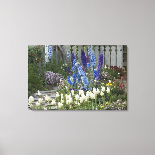 Lienzo Flores de primavera a lo largo de un camino de jar (Anverso)