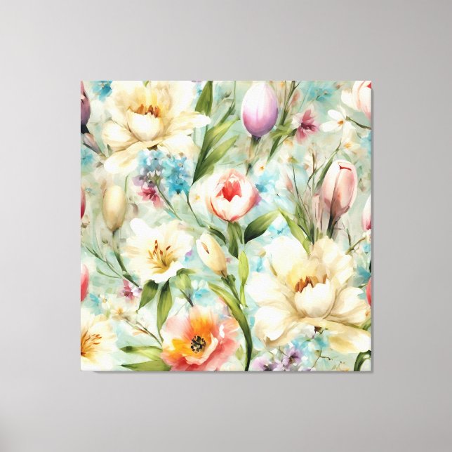 Lienzo Flores de primavera al estilo del impresionismo (Anverso)