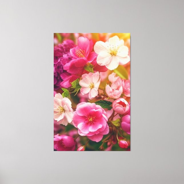 Lienzo flores de primavera en plena floración (Anverso)