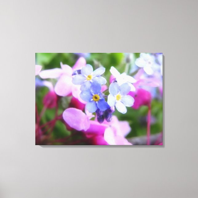 Lienzo Flores De Primavera Rosa Y Azul (Anverso)
