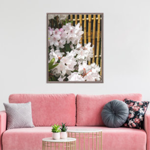Lienzo Flores de rododendros blancos y flores de valla de