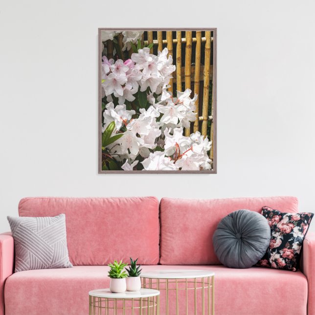 Lienzo Flores de rododendros blancos y flores de valla de (Insitu (Sala de estar))