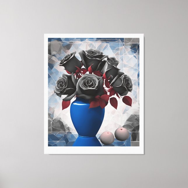 Lienzo flores de Rosa en un florero (Anverso)