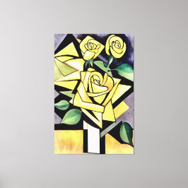 Lienzo Flores De Rosas Amarillas Geométricas De Un Amigo