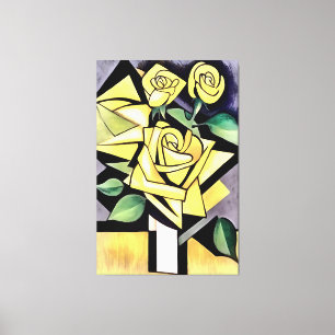 Lienzo Flores De Rosas Amarillas Geométricas De Un Amigo