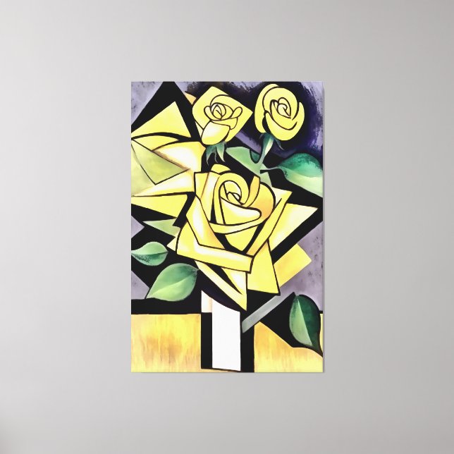 Lienzo Flores De Rosas Amarillas Geométricas De Un Amigo (Anverso)