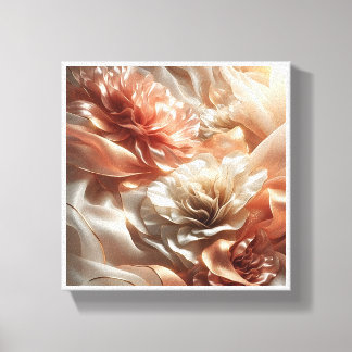 Lienzo Flores de seda de oro rosa de lujo - Flujo abstrac