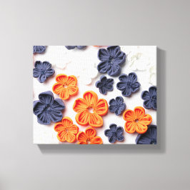 Lienzo Flores de tela cosida artesanal de primavera azul 