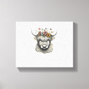Lienzo Flores de ternera de vaca cortada Ilustracion mano