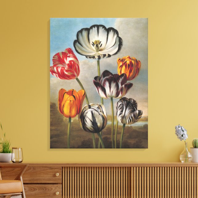 Lienzo Flores de Tulipán Variado Antiguo en un Paisaje (Insitu (Sala de estar))