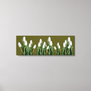 Lienzo Flores de tulipanes blancos frescas boho verde mod
