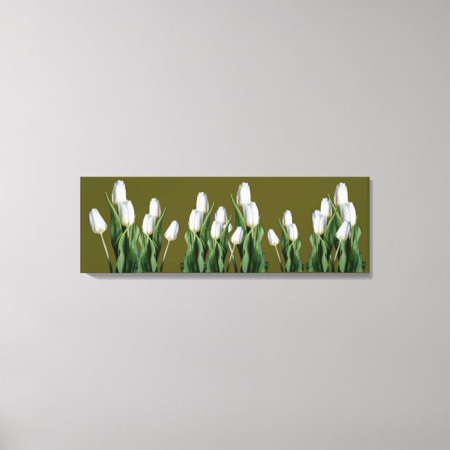 Lienzo Flores de tulipanes blancos frescas boho verde mod (Anverso)