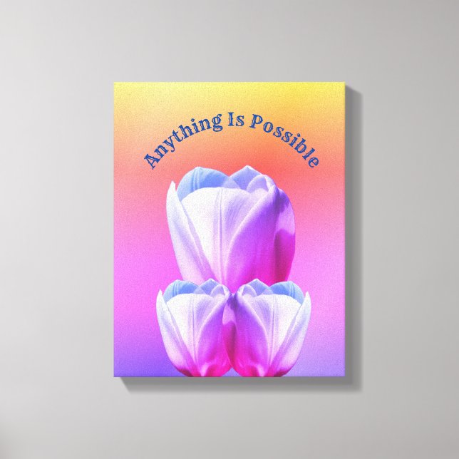 Lienzo Flores De Tulipanes Todo Es Posible Inspirador (Anverso)