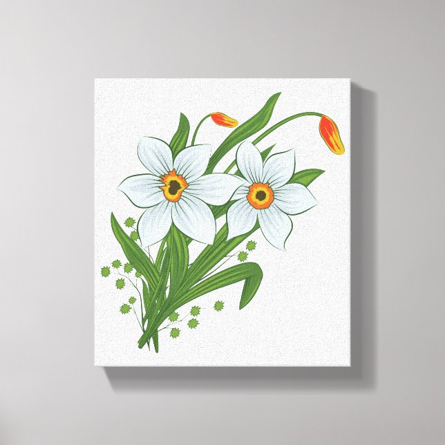 Lienzo Flores de tulipanes y daffodils (Anverso)