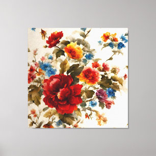 Lienzo Flores de verano pintadas Е legantes y de colores