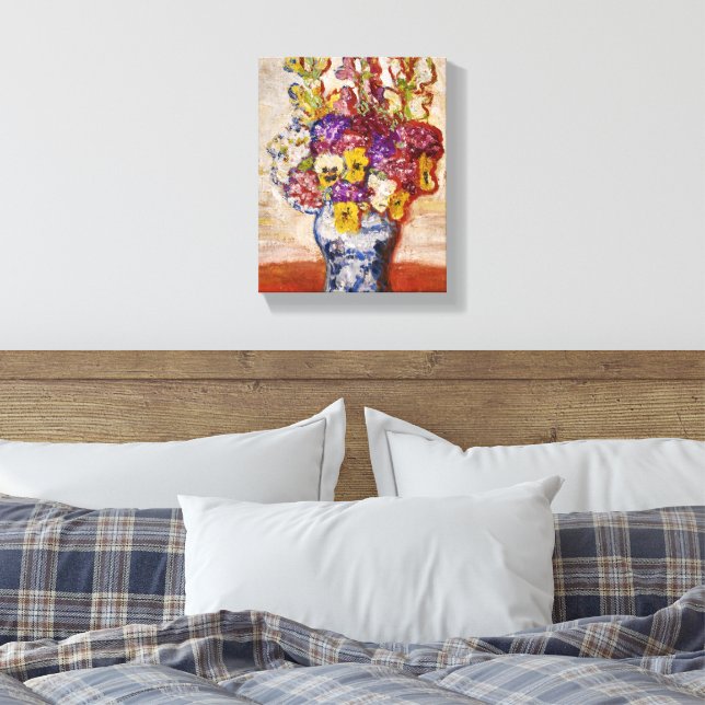 Lienzo Flores en azul y blanco en la tabla Naranja (Insitu(Dormitorio))