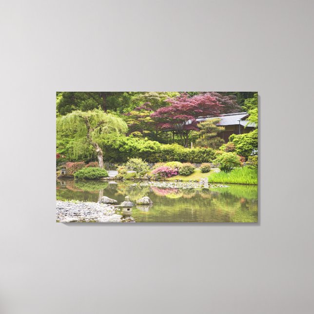 Lienzo Flores en flor en el Jardín Japonés, (Anverso)