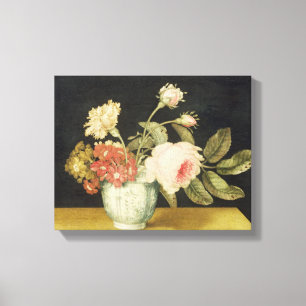 Lienzo Flores en un Jar Delft (aceite en el panel)