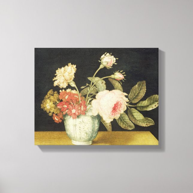 Lienzo Flores en un Jar Delft (aceite en el panel) (Anverso)