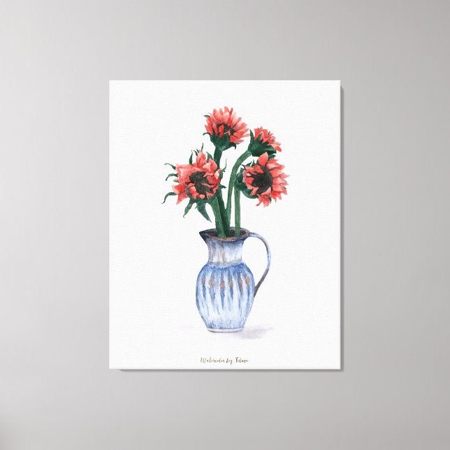 Lienzo Flores en una acuarela de vase (Anverso)