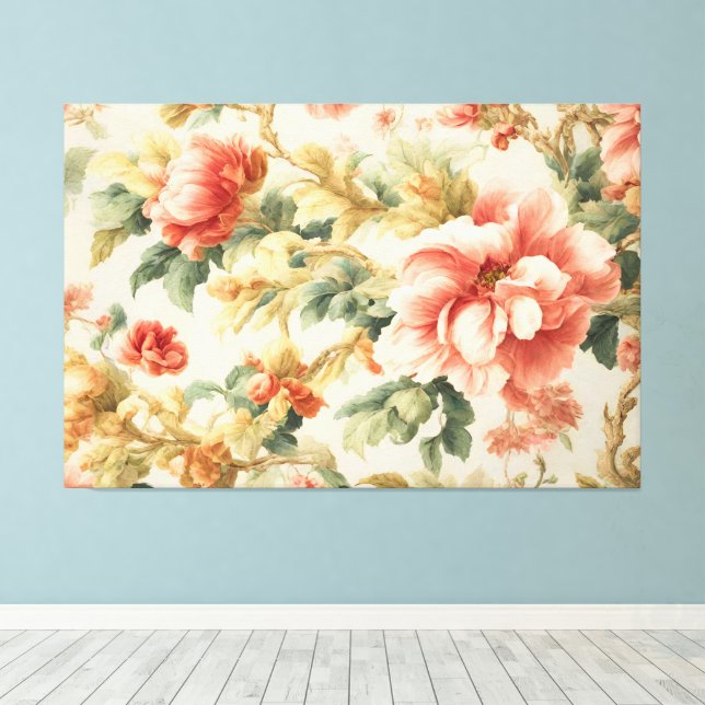 Lienzo Flores Exquisitas Y Sorprendentes, Hojas. Pintura (Insitu (piso de madera))