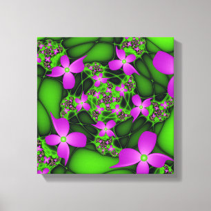 Lienzo Flores fractales abstractas modernas neón rosa ver