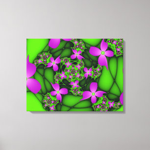 Lienzo Flores fractales abstractas modernas neón rosa ver