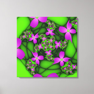 Lienzo Flores fractales abstractas modernas neón rosa ver